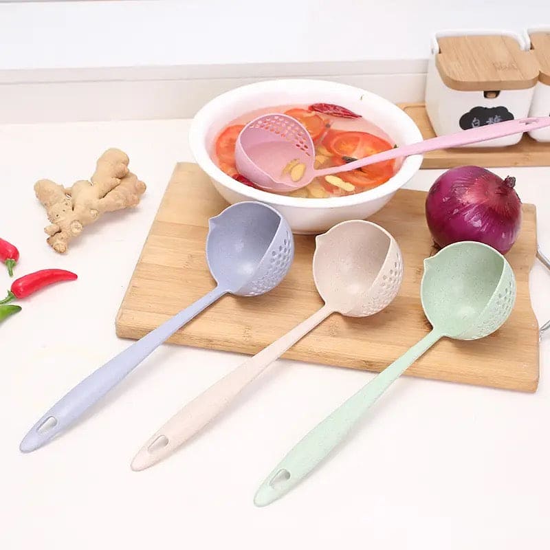 2 in 1 Soup Spoon Ladle, Long Handle Kitchen Strainer, Creative Multifunctional Soup Spoon & Colander, Wheat Kitchen Straw Soup Slotted Spoon, Plastic Spoon Filter Strainer, Household Kitchen Table wear Accessories 2 in 1 Soup Spoon Ladle, Long Handle Kitchen Strainer, Creative Multifunctional Soup Spoon & Colander, Wheat Kitchen Straw Soup Slotted Spoon, Plastic Spoon Filter Strainer, Household Kitchen Table wear Accessories